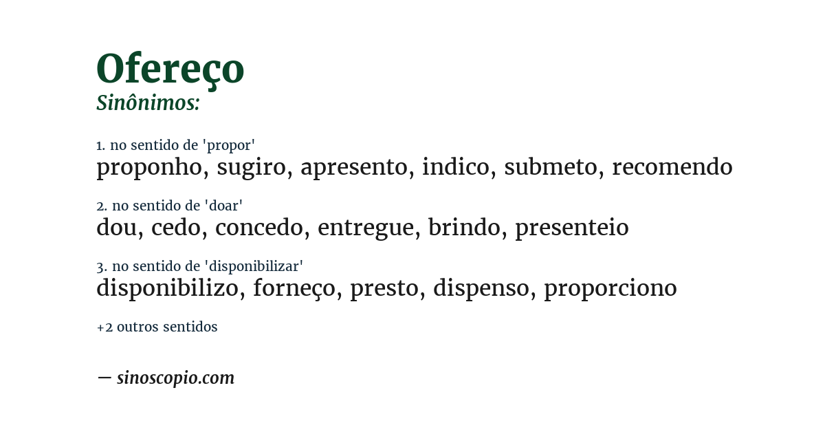 Sinônimo de ofereço