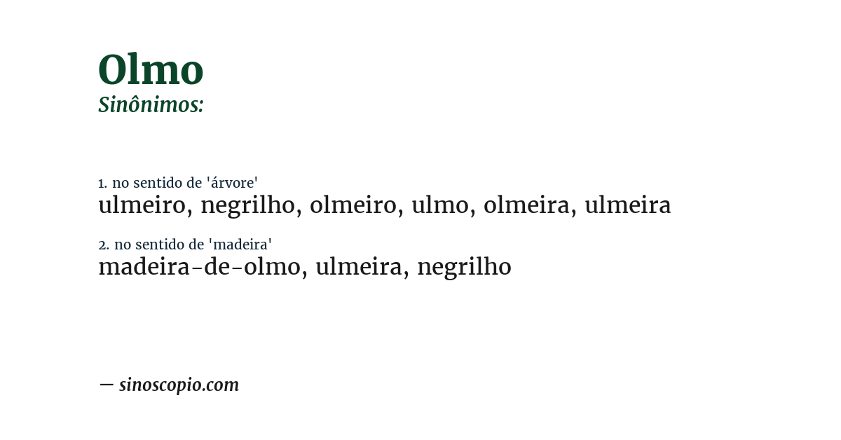 Sinônimo de olmo