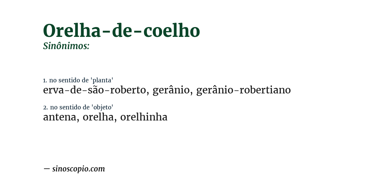 Sinônimo de orelha-de-coelho