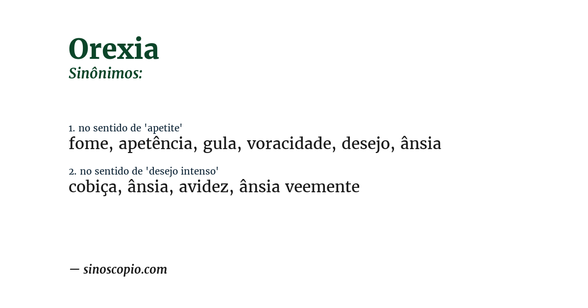Sinônimo de orexia