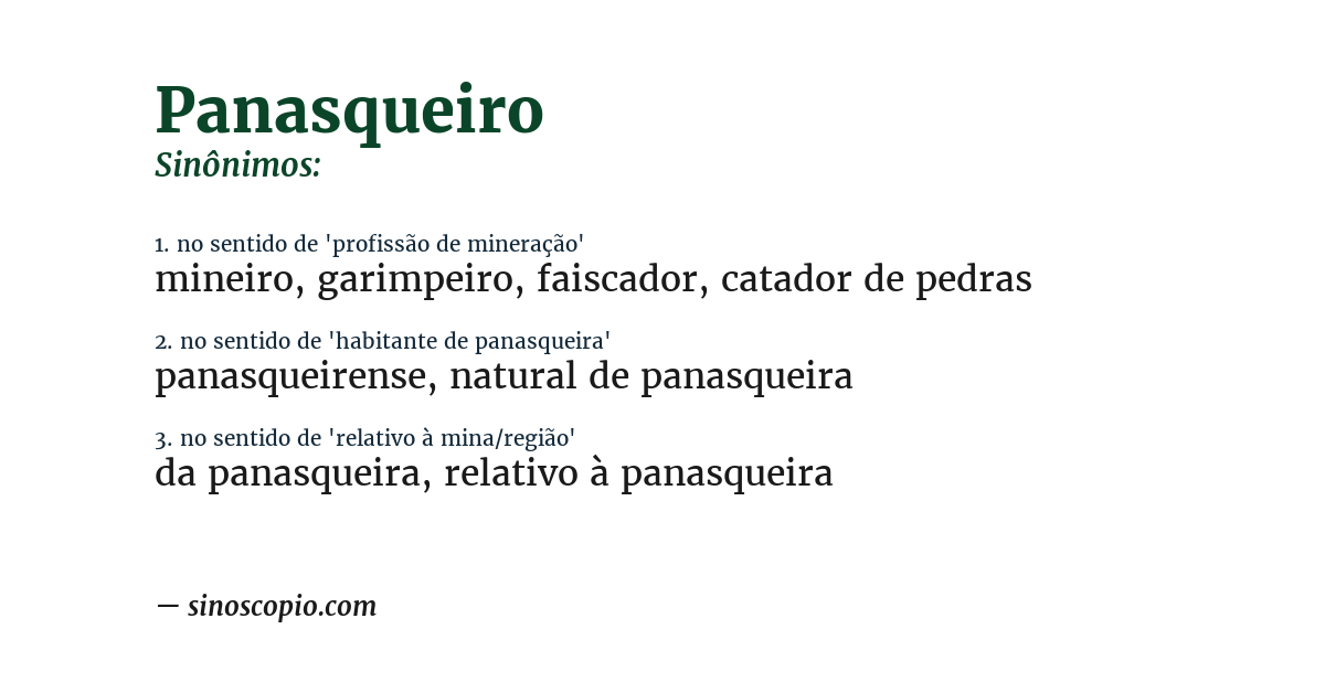Sinônimo de panasqueiro