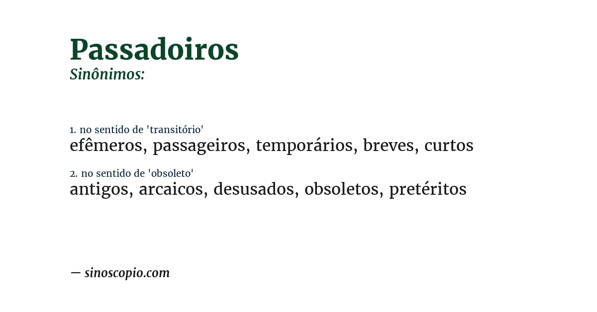 Sinônimo de passadoiros