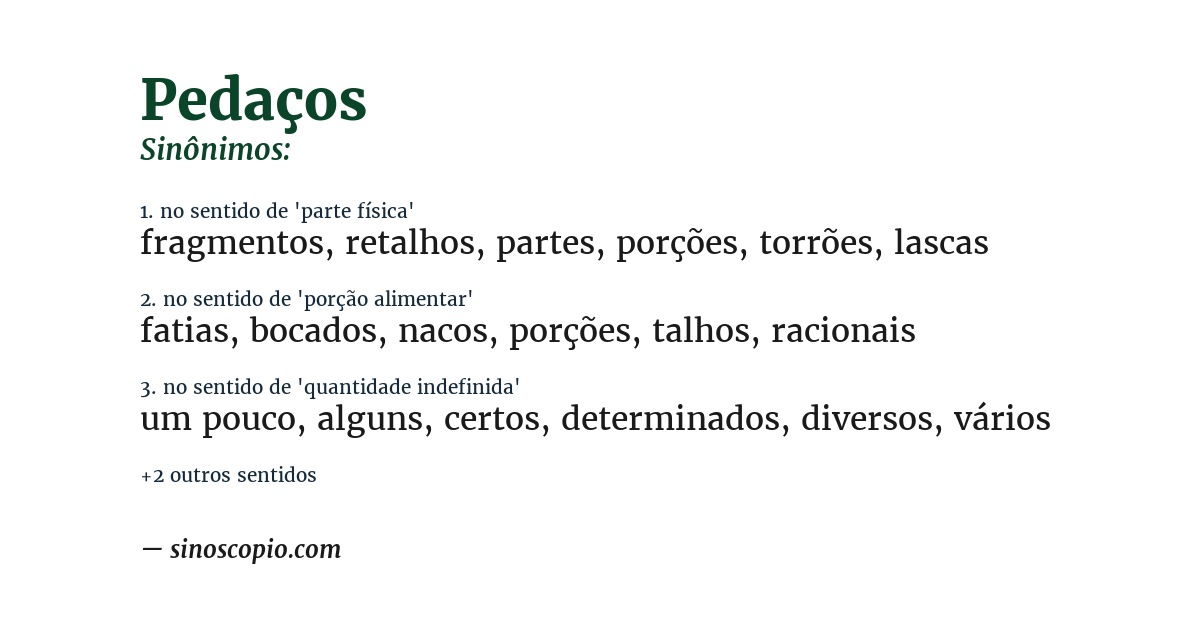 Sinônimo de pedaços