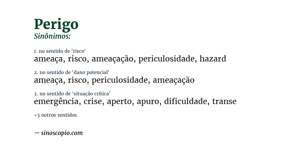 Sinônimo de perigo