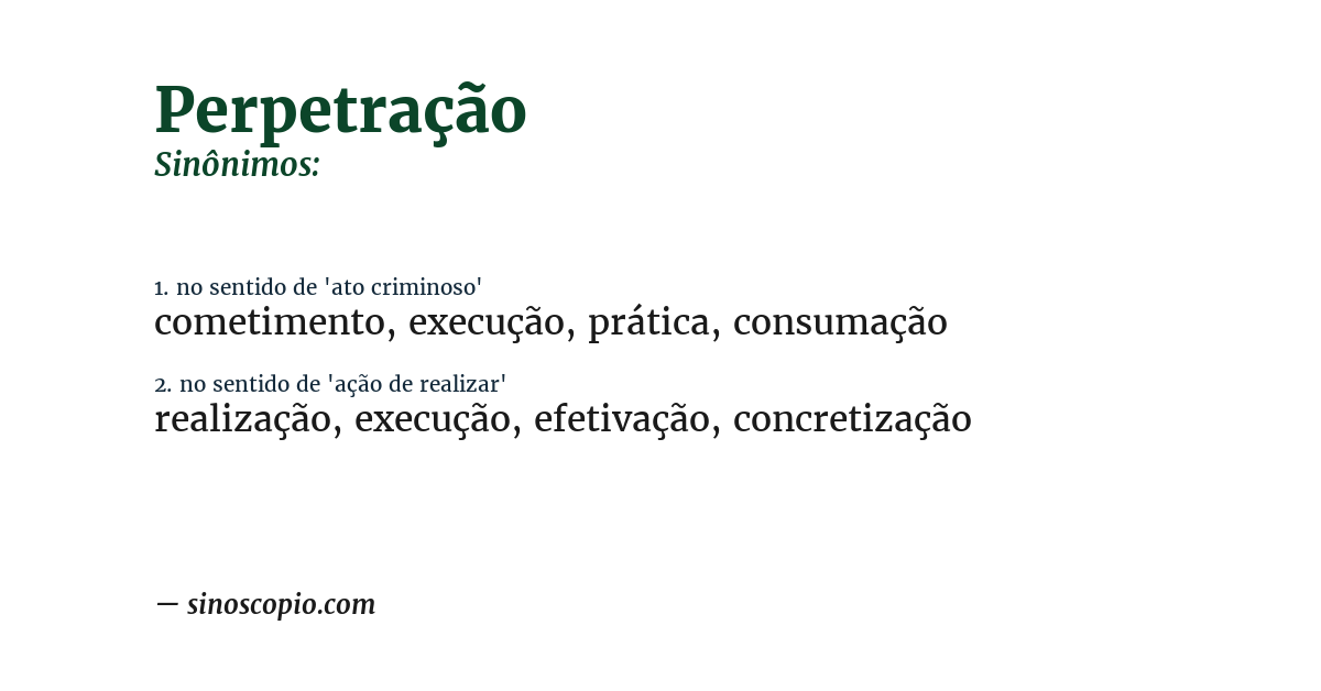 Sinônimo de perpetração