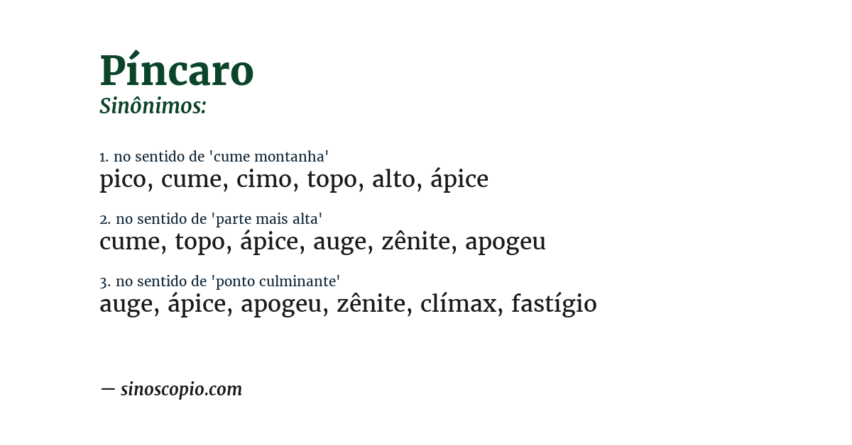 Sinônimo de píncaro