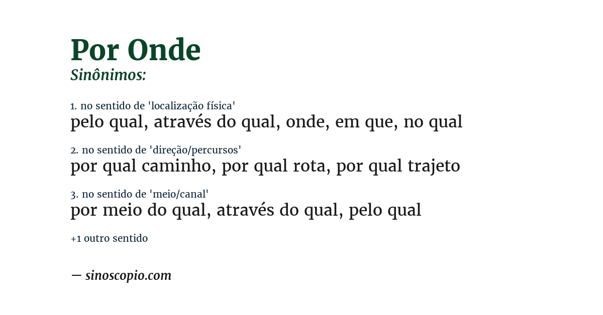 Sinônimo de por onde