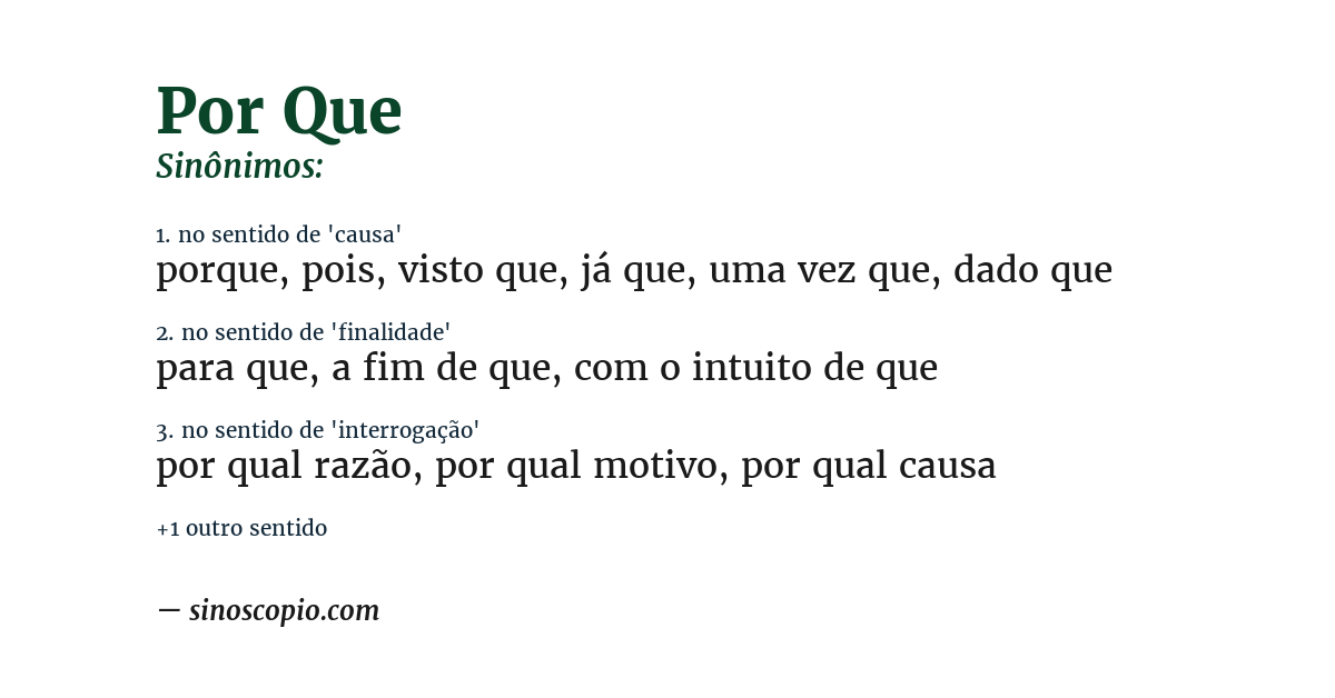Sinônimo de por que