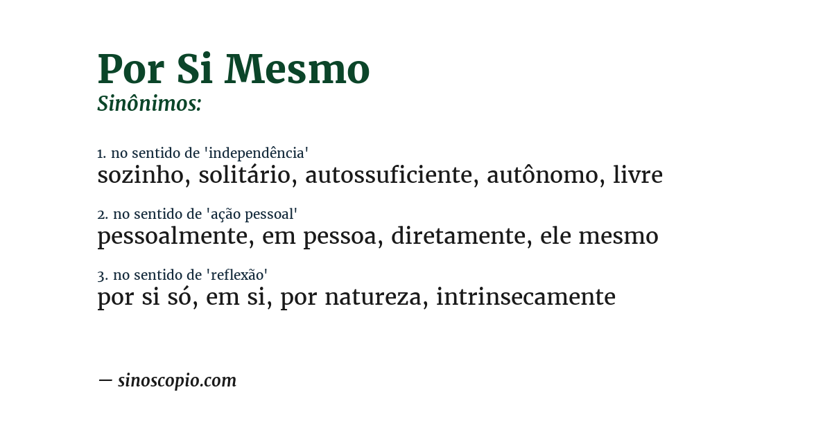 Sinônimo de por si mesmo