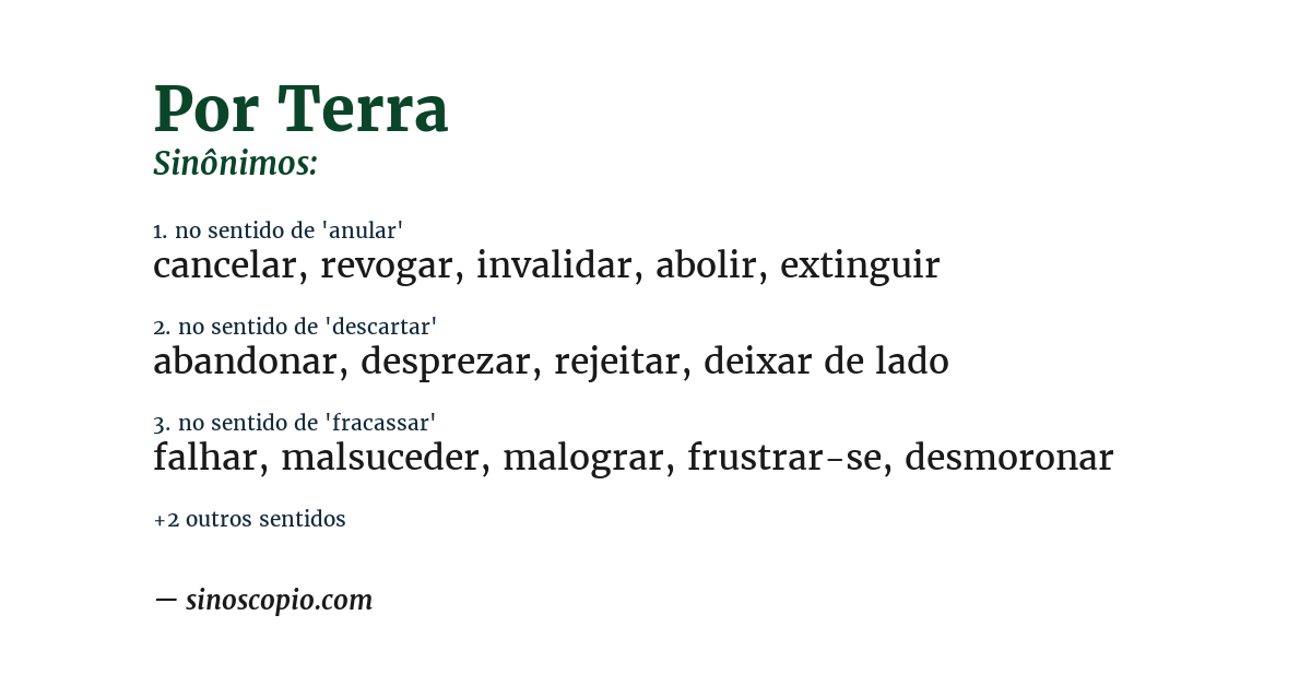 Sinônimo de por terra