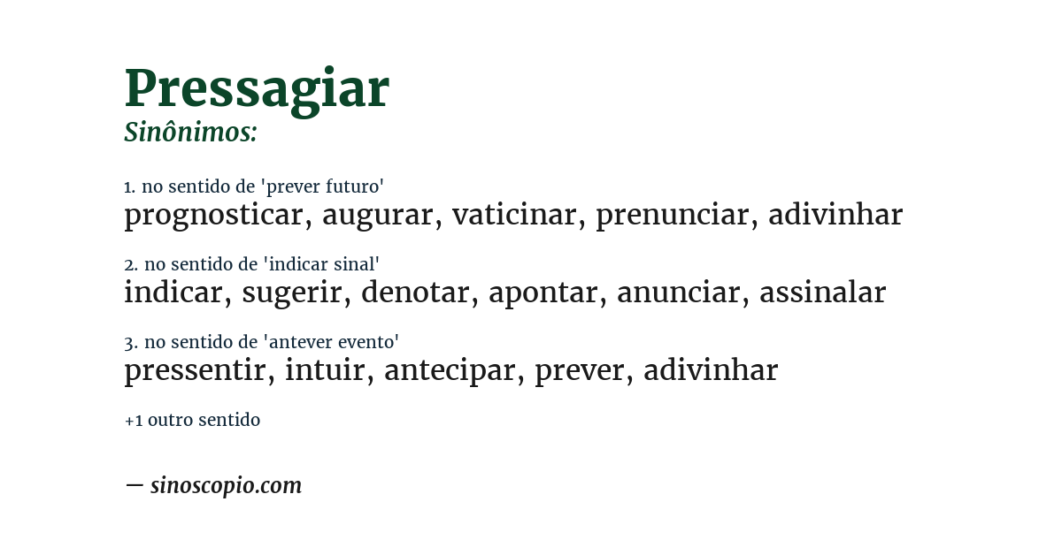Sinônimo de pressagiar