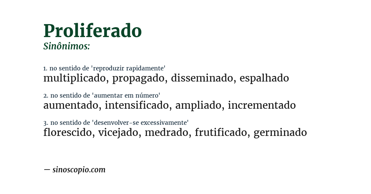 Sinônimo de proliferado
