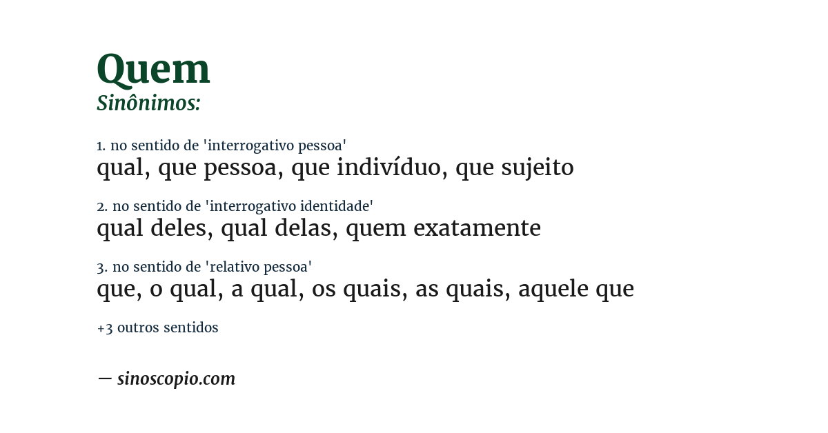 Sinônimo de quem