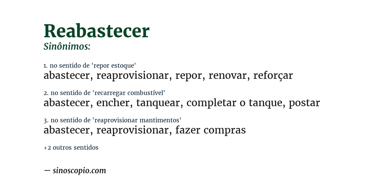 Sinônimo de reabastecer