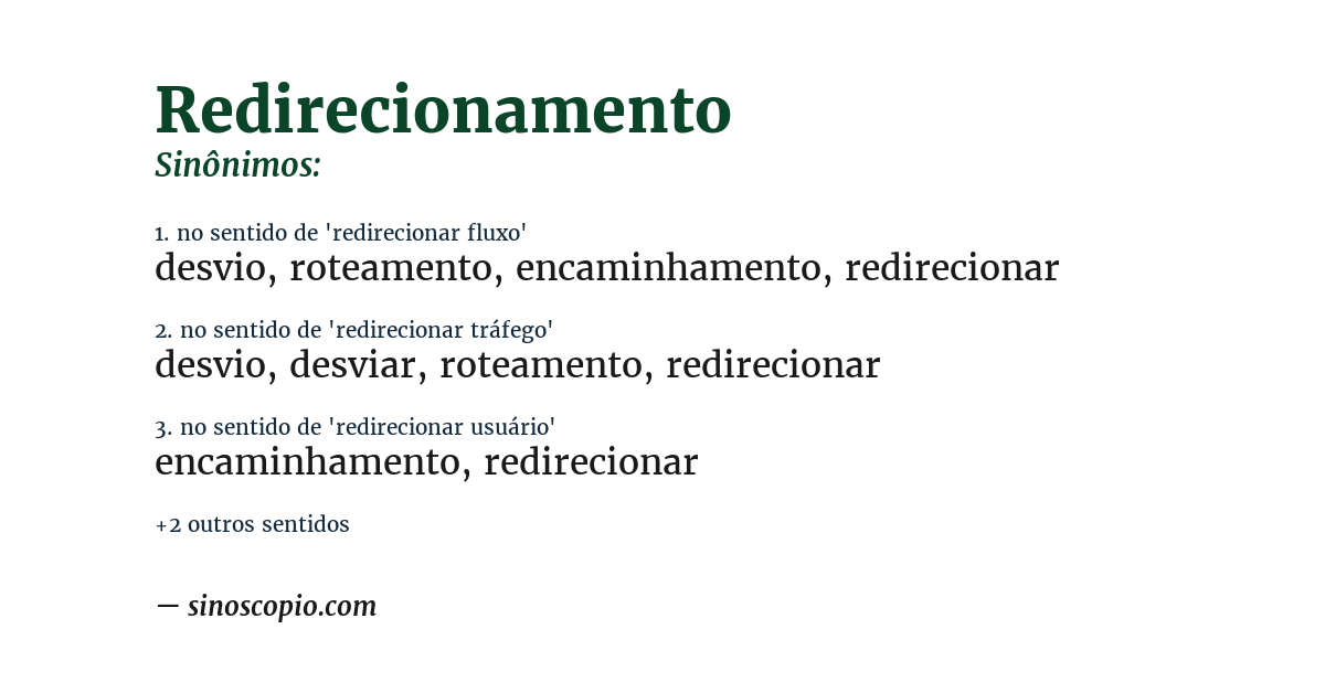 Sinônimo de redirecionamento