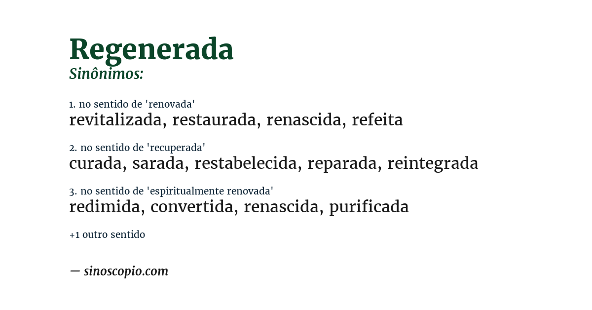 Sinônimo de regenerada