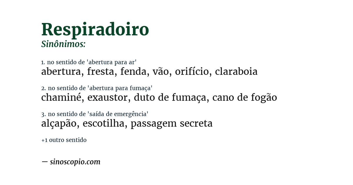 Sinônimo de respiradoiro