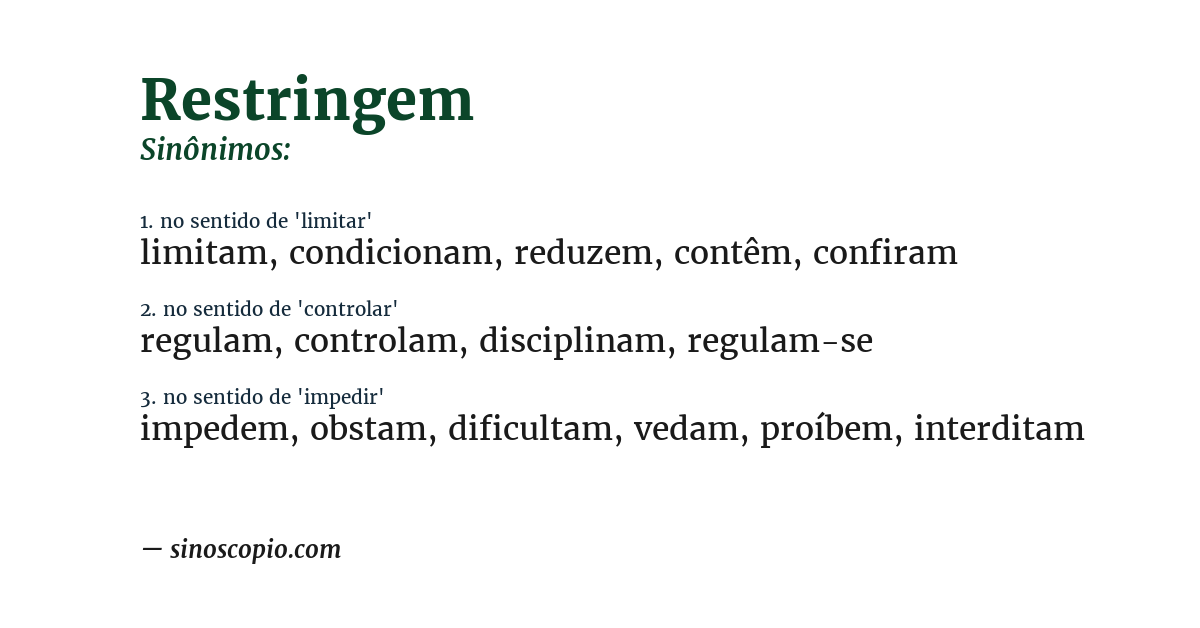 Sinônimo de restringem