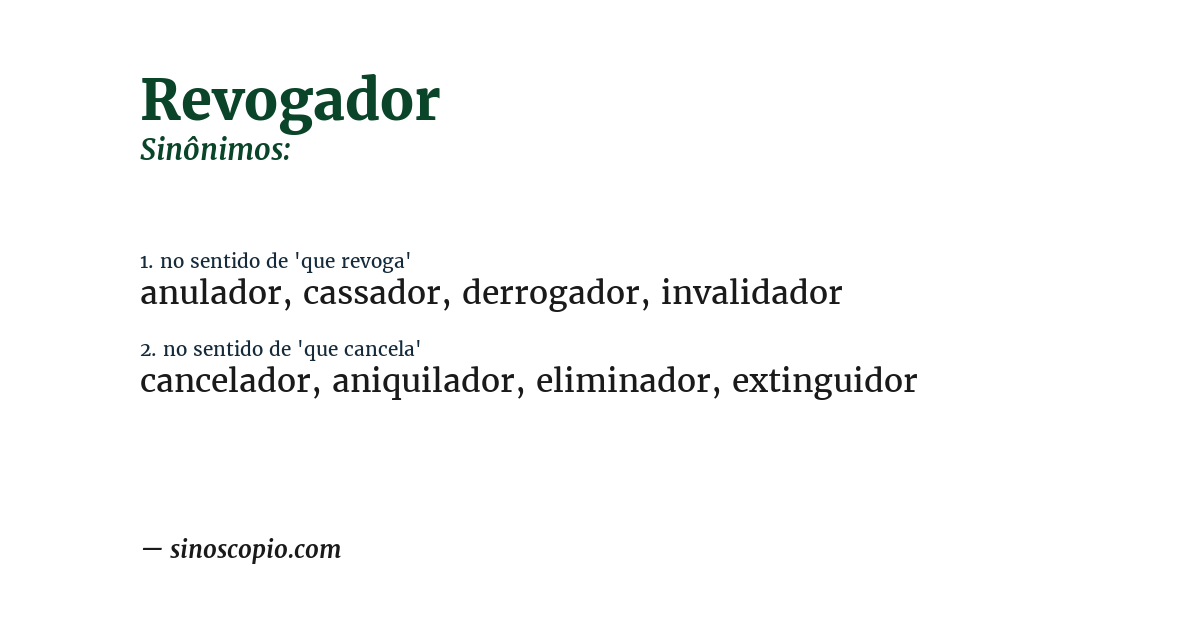 Sinônimo de revogador