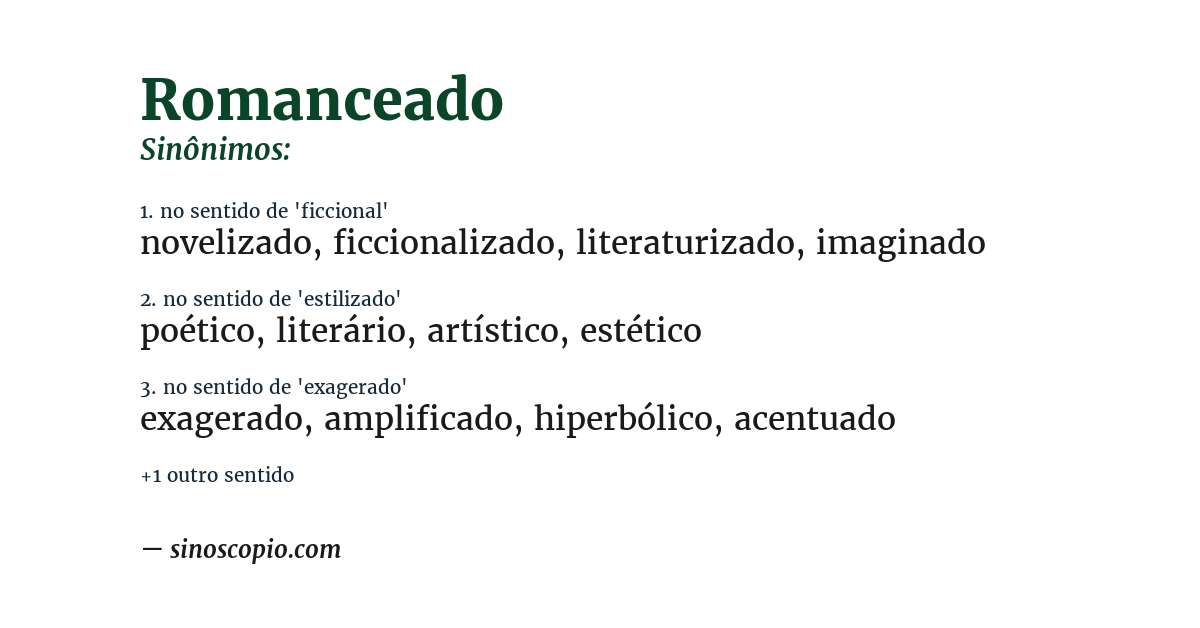Sinônimo de romanceado