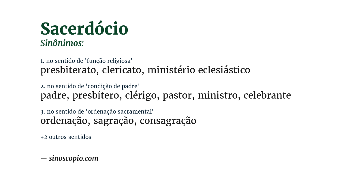 Sinônimo de sacerdócio