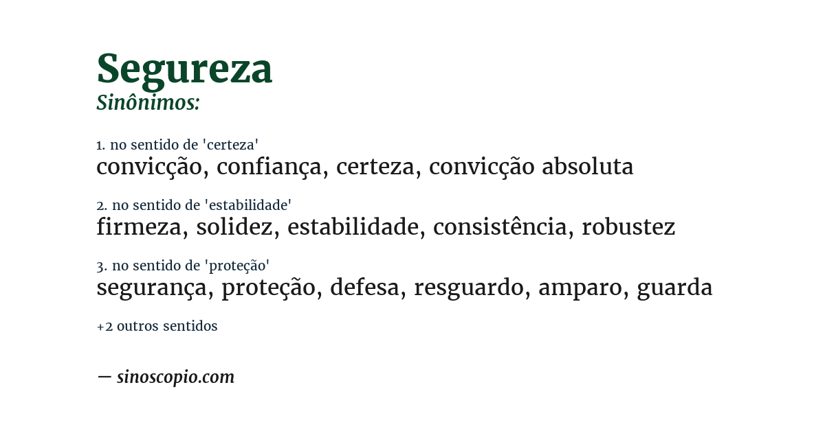 Sinônimo de segureza