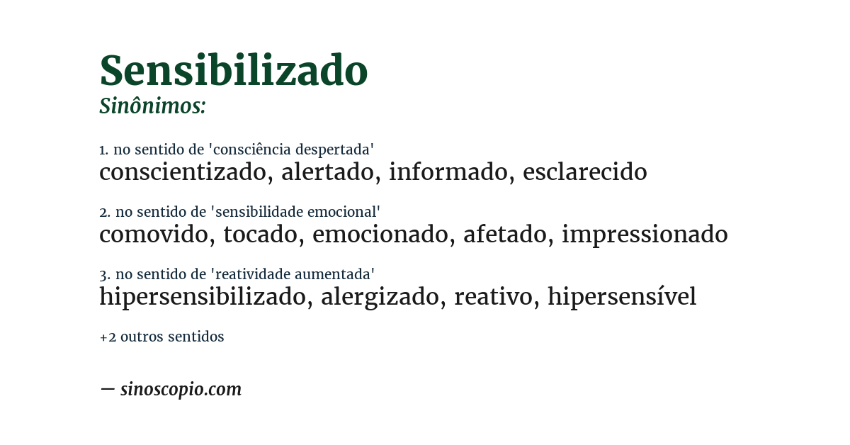Sinônimo de sensibilizado