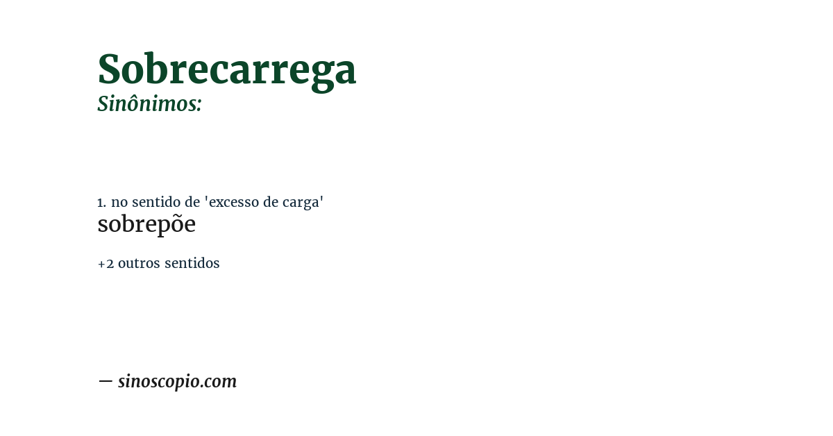 Sinônimo de sobrecarrega