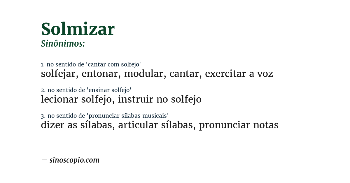 Sinônimo de solmizar