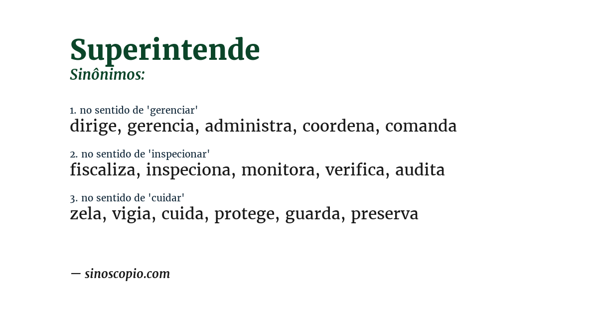 Sinônimo de superintende
