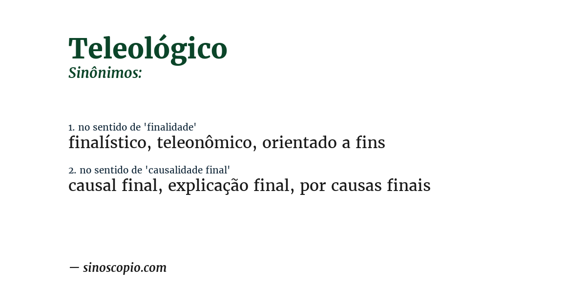 Sinônimo de teleológico