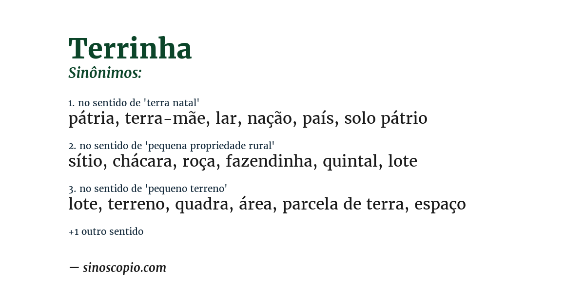 Sinônimo de terrinha