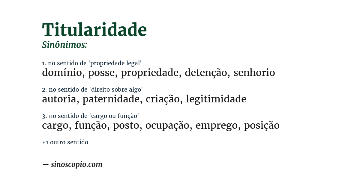Sinônimo de titularidade