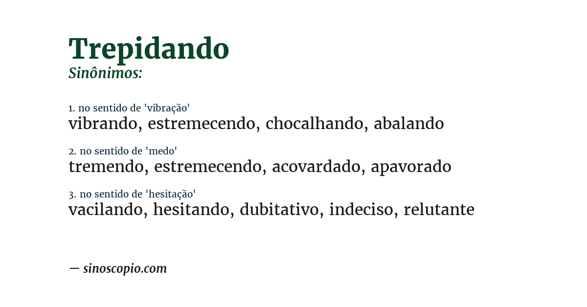 Sinônimo de trepidando