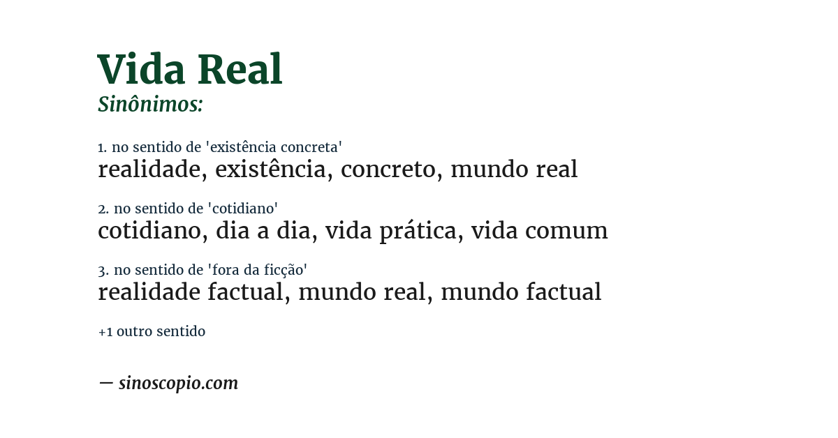 Sinônimo de vida real