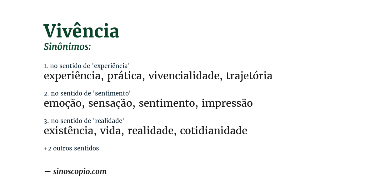 Sinônimo de vivência
