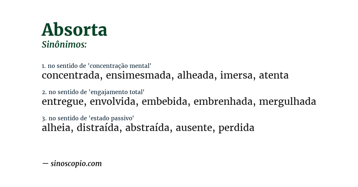 Sinônimo de absorta