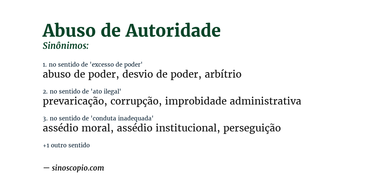 Sinônimo de abuso de autoridade