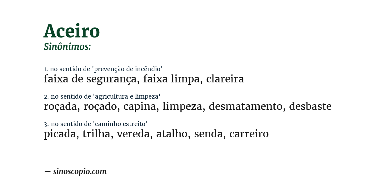 Sinônimo de aceiro