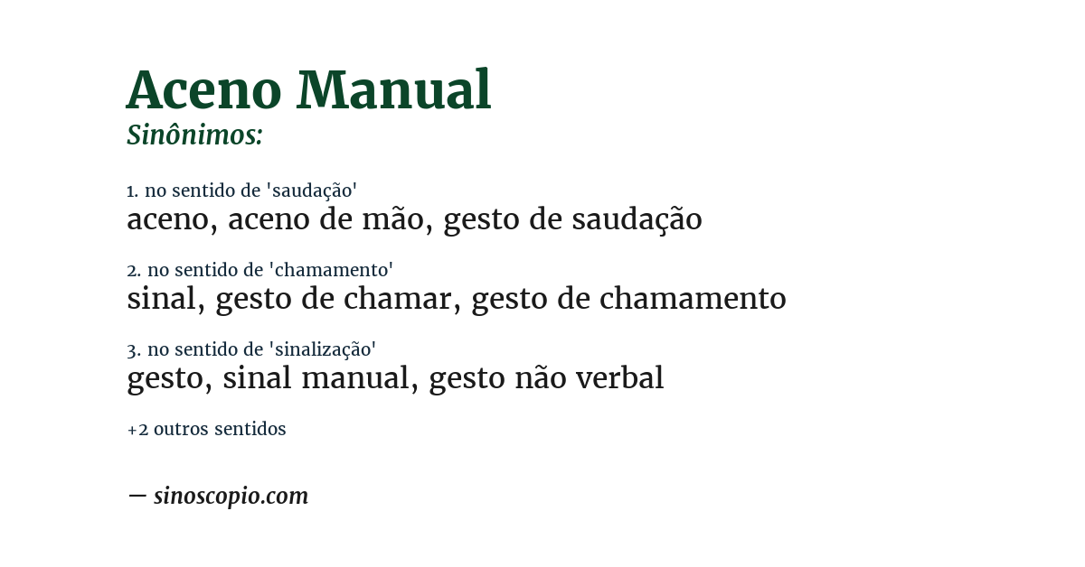 Sinônimo de aceno manual