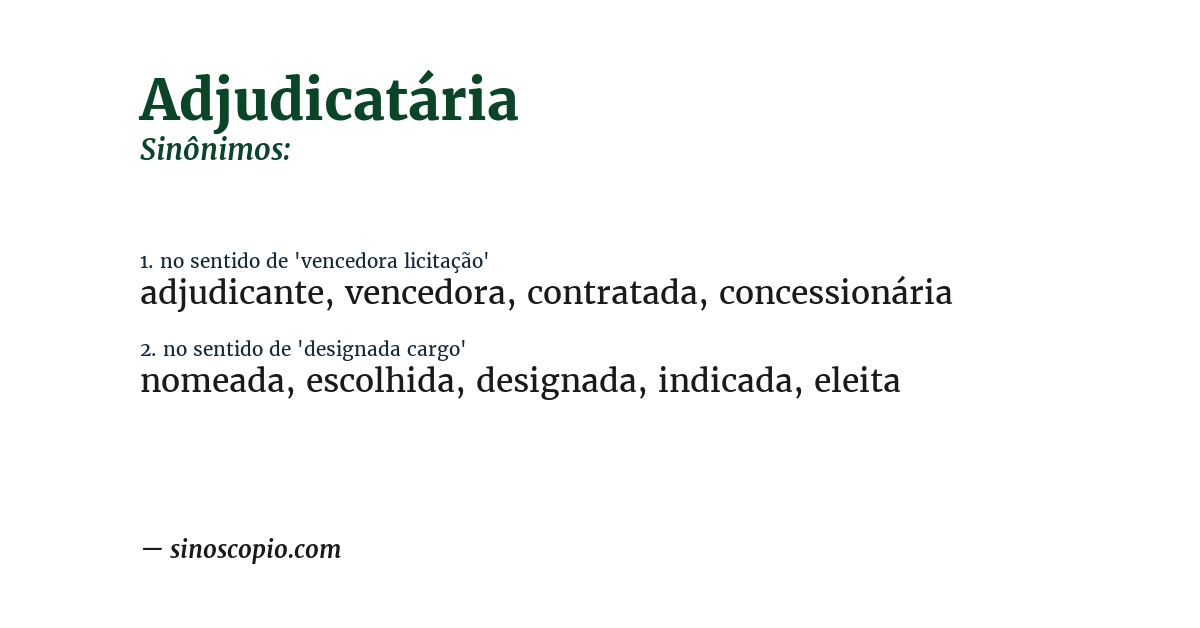 Sinônimo de adjudicatária
