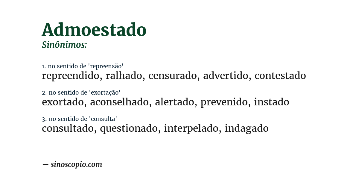 Sinônimo de admoestado