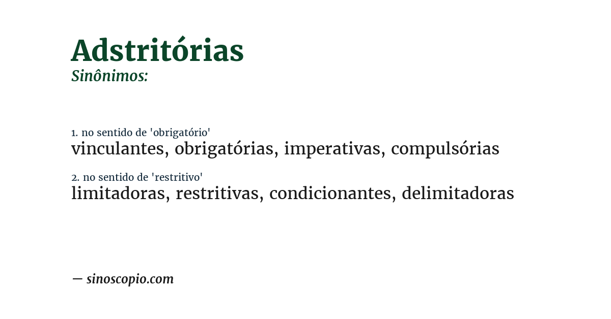 Sinônimo de adstritórias