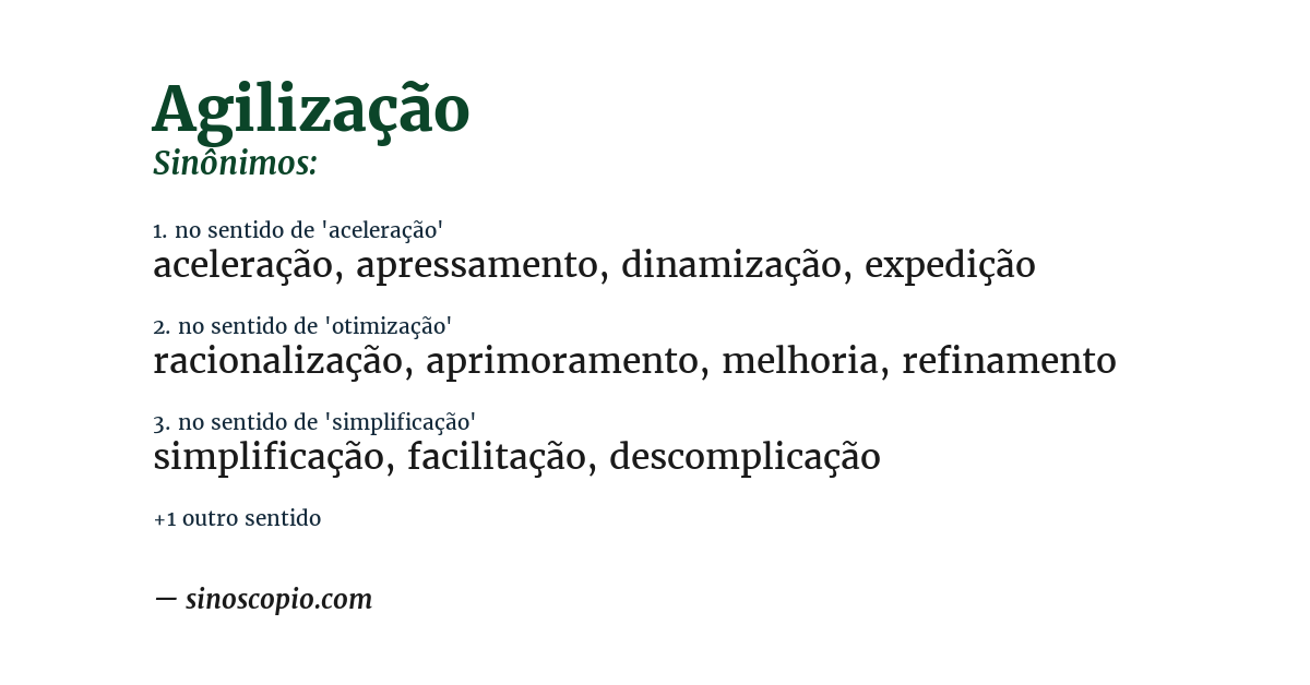 Sinônimo de agilização