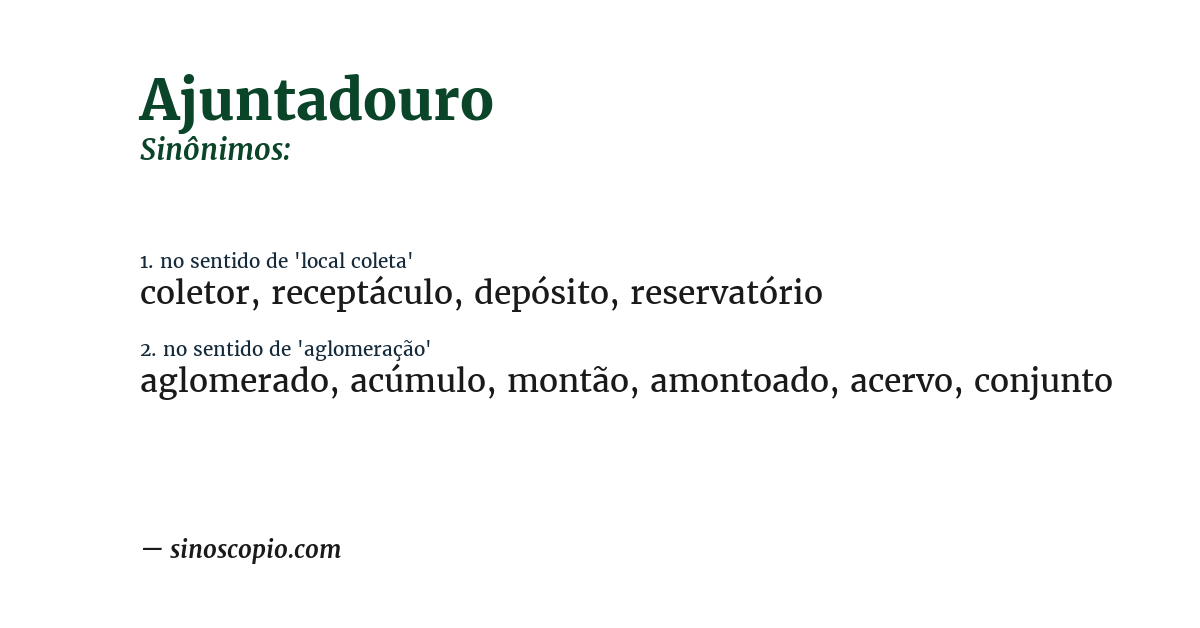 Sinônimo de ajuntadouro