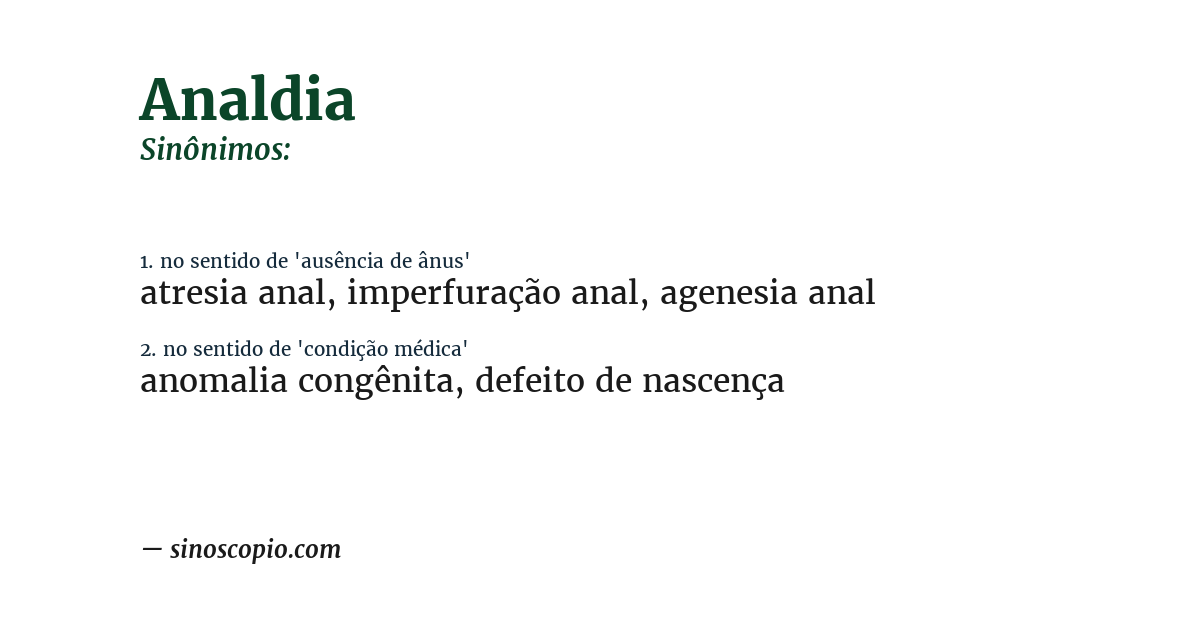 Sinônimo de analdia