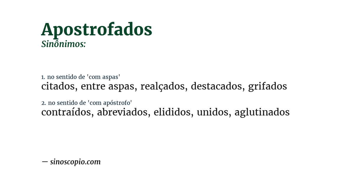 Sinônimo de apostrofados