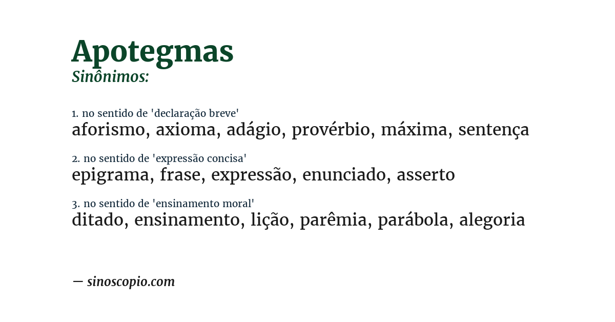 Sinônimo de apotegmas