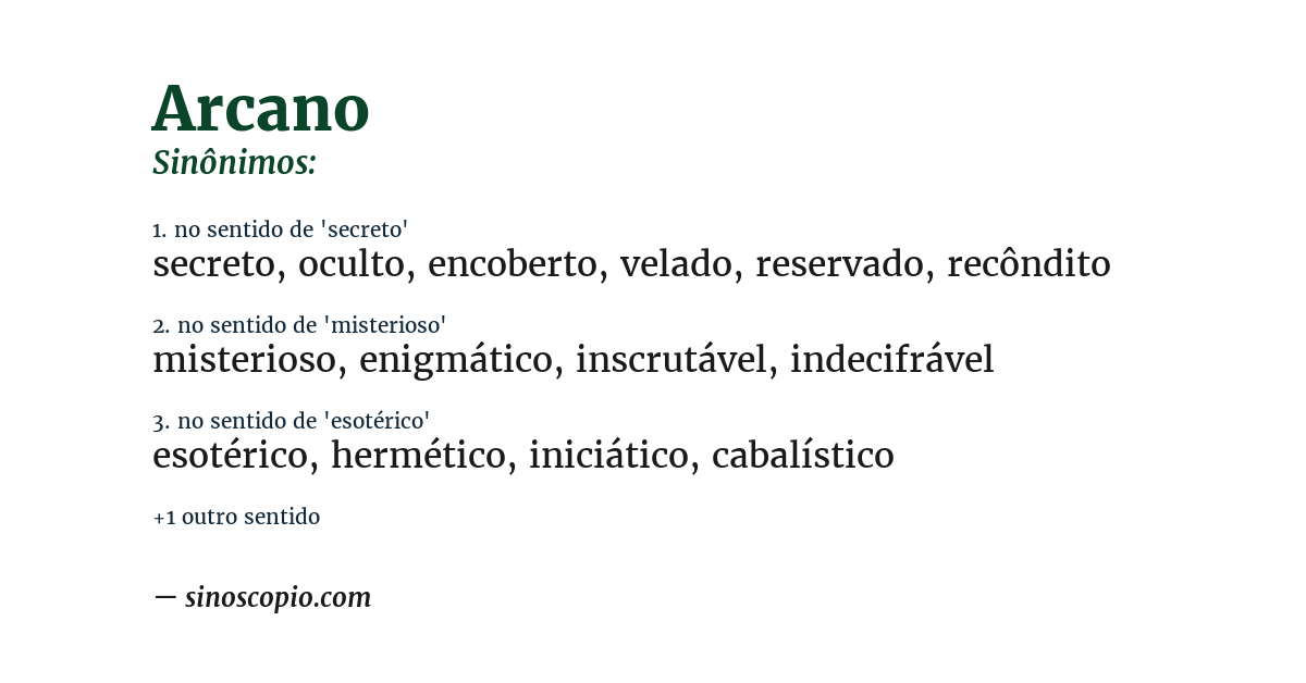 Sinônimo de arcano
