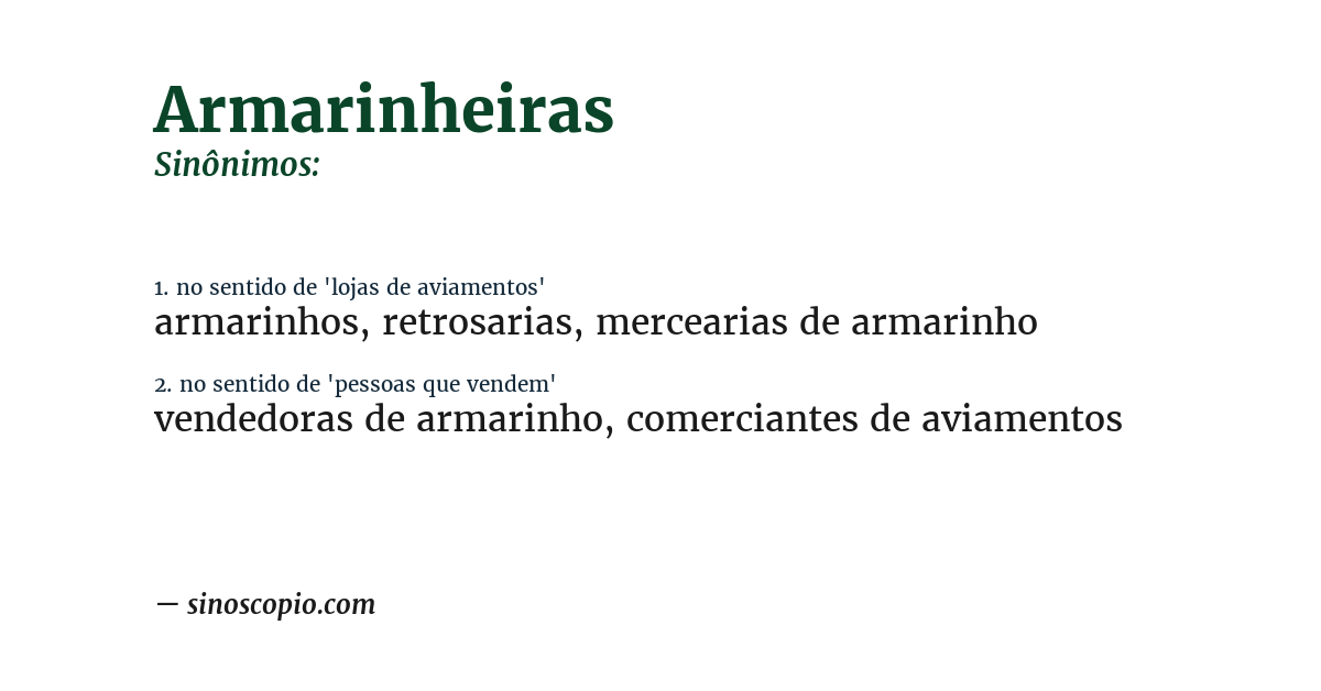 Sinônimo de armarinheiras